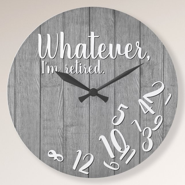 Reloj Redondo Grande Soy jubilado de retiro gracioso de Rustic Wood (I'm Retired Rustic Wood Funny Retirement Large Clock)