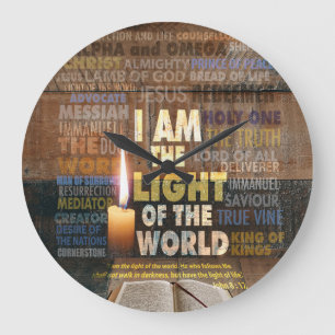 Reloj Redondo Grande Soy la Luz del Mundo - Juan 8:12 