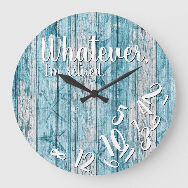 Reloj Redondo Grande Soy Nautical de retiro divertido de Wood de playa  (Anverso)