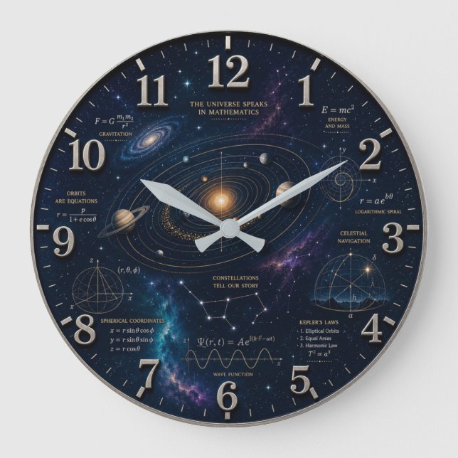 Reloj Redondo Grande Space Mathematics Astronomy  (Anverso)