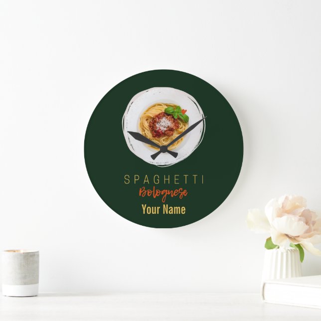 Reloj Redondo Grande Spaghetti bolognese pasta noodle gourmet chef (Hogar)