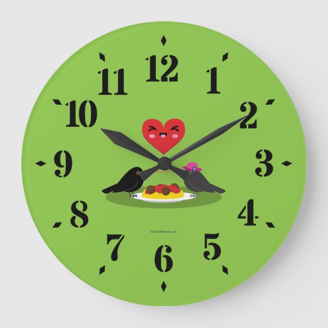 Reloj Redondo Grande Spaghetti Meatball Romantic Date (Anverso)