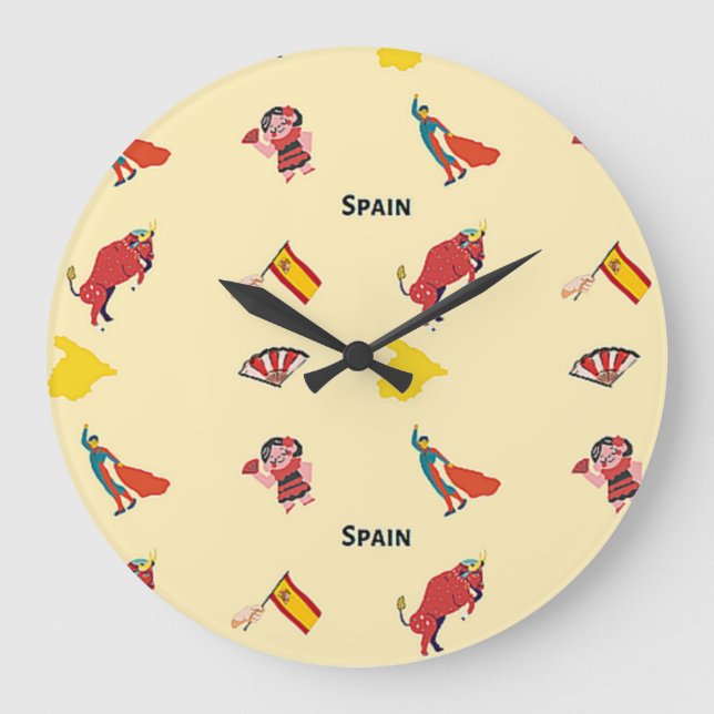 Reloj Redondo Grande Spain pattern on cream (Anverso)