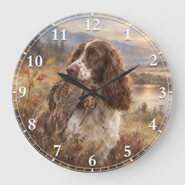 Reloj Redondo Grande Spaniel de Springer Inglés (Anverso)