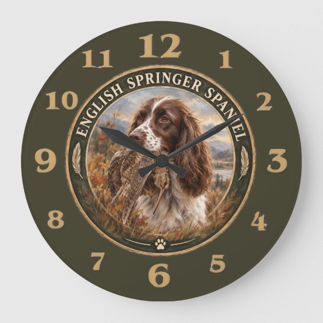Reloj Redondo Grande Spaniel de Springer Inglés (Anverso)