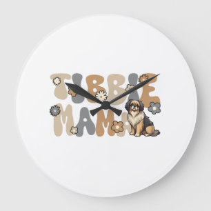 Reloj Redondo Grande Spaniel Tibetano Tibbie Mama Groovy
