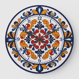 Reloj Redondo Grande Spanish Talavera Style Numbered Clock