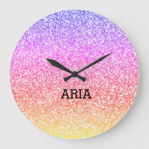 Reloj Redondo Grande Sparkling elegante giratorio arco iris colorido li