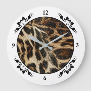 Reloj Redondo Grande Spiffy Leopard Spots Leather Grain Look