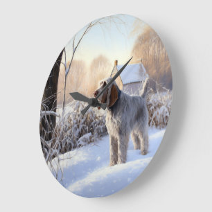 Reloj Redondo Grande Spinone Italiano Deja que nieve Navidad