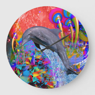Reloj Redondo Grande Splash de color delfín