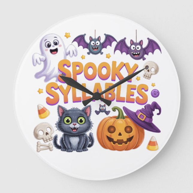 Reloj Redondo Grande Spooky Syllables (Anverso)