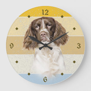 Reloj Redondo Grande Springer Spaniel Dog Retro Sunset