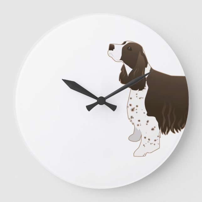 Reloj Redondo Grande Springer Spaniel Dog Siluette Brown de raza básica (Anverso)