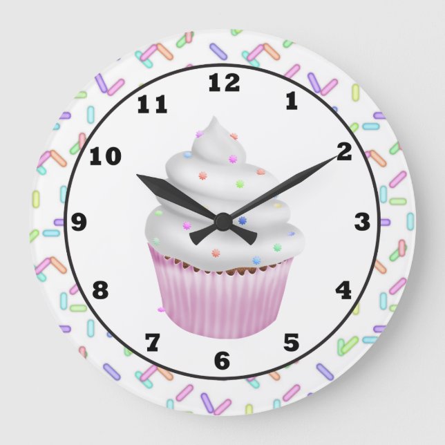 Reloj Redondo Grande Sprinkled sweet treat cupcake wall clock (Anverso)