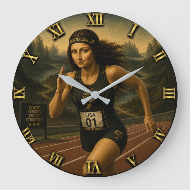 Reloj Redondo Grande Sprinter Funny Mona Lisa Track & Field Athletes (Anverso)