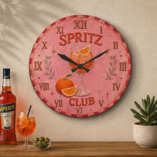 Reloj Redondo Grande Spritz Club Aperol Cocktail Bar Decor Italian 