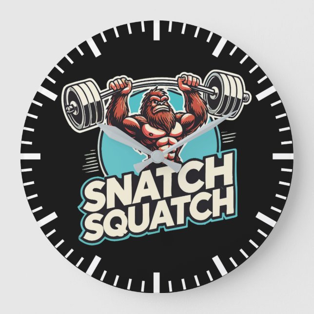 Reloj Redondo Grande Squatch Snatch - Halterofilia divertida (Anverso)