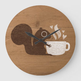 Reloj Redondo Grande Squirrel Coffee Lover | Woodland sinusal