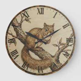 Reloj Redondo Grande Squirrel Wall Clock - Cozy Woodland Charm