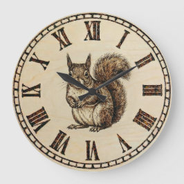 Reloj Redondo Grande Squirrel Wall Clock - Warm Woodland Touch