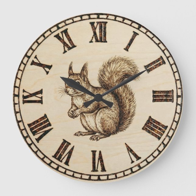 Reloj Redondo Grande Squirrel Wooden Wall Clock (Anverso)