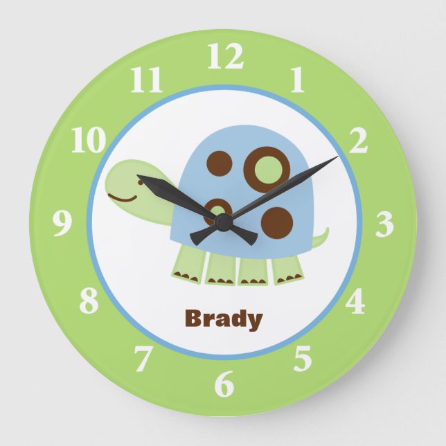 Reloj Redondo Grande Sr. Pond Turtle Personalizado Wall Clock (Anverso)