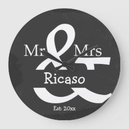 Reloj Redondo Grande Sr. Y Sra. Personalized Faux Chalkboard