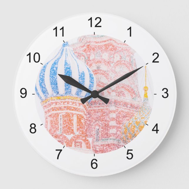 Reloj Redondo Grande St Basil's Cathedral In Snowstorm (Anverso)