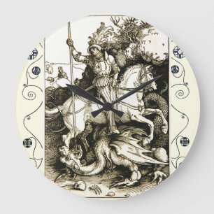 Reloj Redondo Grande ST. GEORGE AND DRAGON , Black White