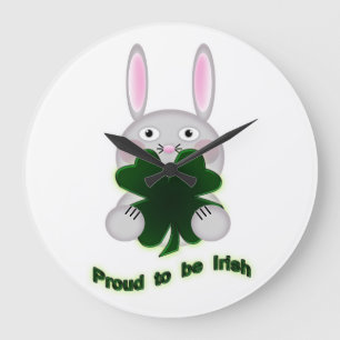 Reloj Redondo Grande St. Patricks Bunny Proud to be Irish Shamrock