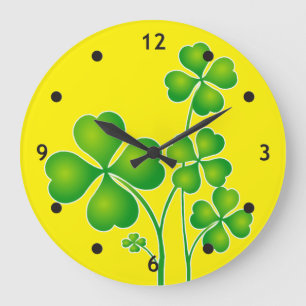 Reloj Redondo Grande St. Patrick's Day Clover / Shamrocks + your ideas