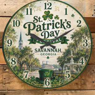 Reloj Redondo Grande St. Patrick's Day Festival Savannah Georgia Irish