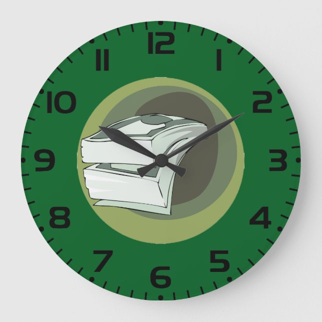Reloj Redondo Grande Stack of Money Cash Green Backs (Anverso)
