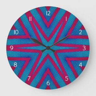 Reloj Redondo Grande Star Red and Blue Geometric