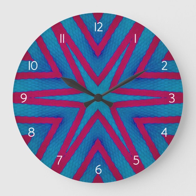 Reloj Redondo Grande Star Red and Blue Geometric (Anverso)