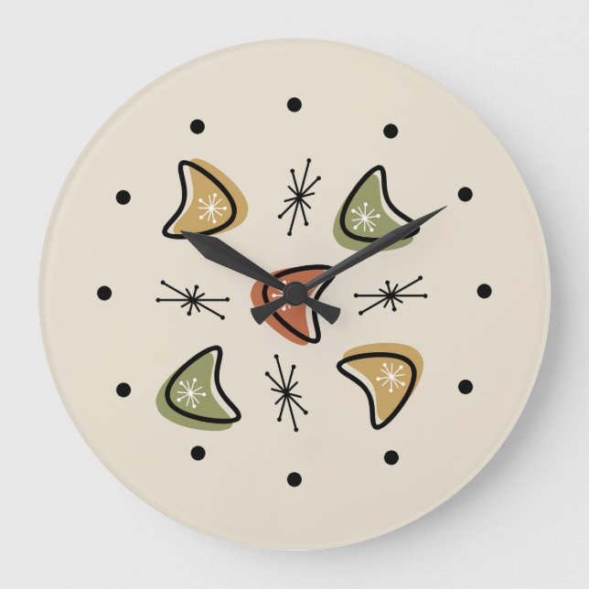 Reloj Redondo Grande Starburst de Boomerangs (Anverso)