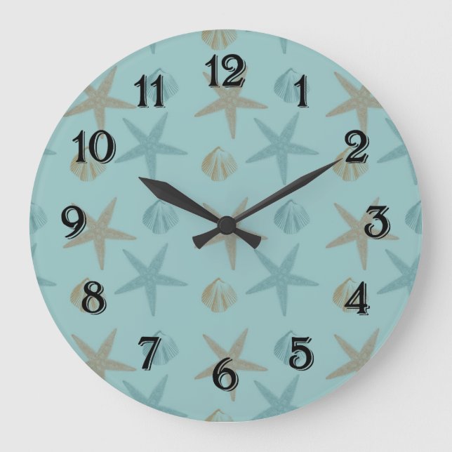 Reloj Redondo Grande Starfish and Shells (Anverso)