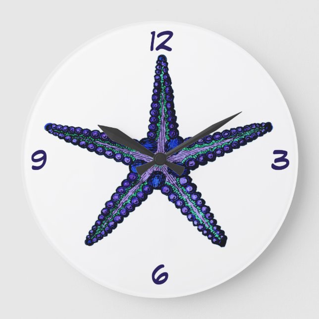 Reloj Redondo Grande Starfish azul (Anverso)