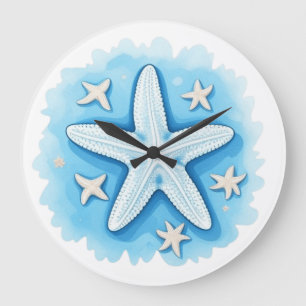 Reloj Redondo Grande Starfish en azul