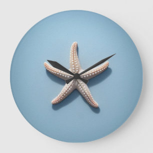 Reloj Redondo Grande Starfish exótico con fondo azul