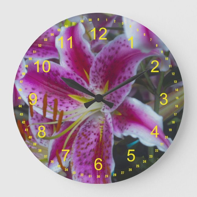 Reloj Redondo Grande Stargazer Lilies (Anverso)