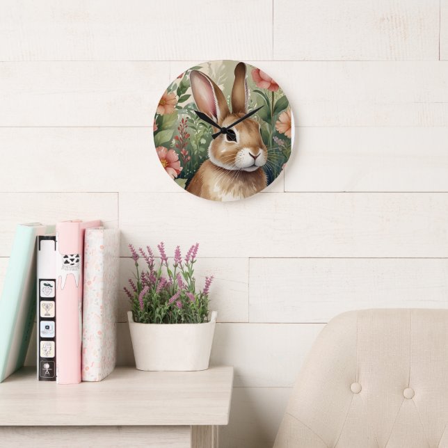 Reloj Redondo Grande Starry Spring Bunny Clock (Sala de lectura)