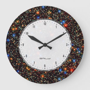 Reloj Redondo Grande Stars & Sparkles Cool Deep Space Pattern
