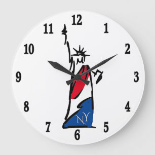 Reloj Redondo Grande Statue of Liberty NY Red White and Blue