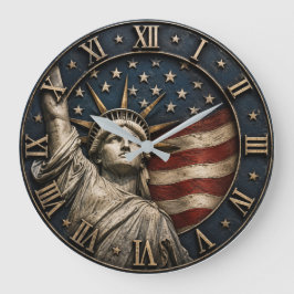 Reloj Redondo Grande Statue of Liberty Patriotic American Flag USA