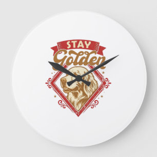 Reloj Redondo Grande Stay Golden Retriever Perro Diamante Rojo_1