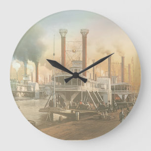 Reloj Redondo Grande Steamboat de Nueva Orleans