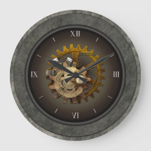 Reloj Redondo Grande SteamPunk a cuadros