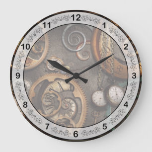 Reloj Redondo Grande Steampunk - Abstracto - El tiempo es complicado